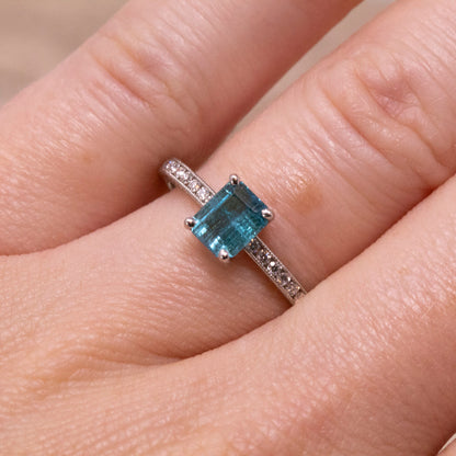 Brazilian Paraiba Tourmaline Platinum Ring made in USA by Cynthia Scott Jewelry