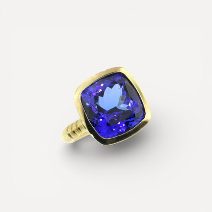 10.52ct Tanzanite Custom 18kt Ring made in USA by Cynthia Scott Jewelry