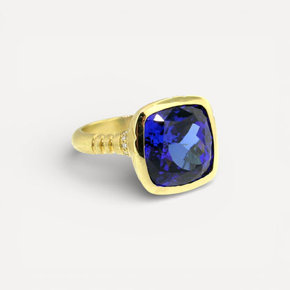 10.52ct Tanzanite Custom 18kt Ring made in USA by Cynthia Scott Jewelry