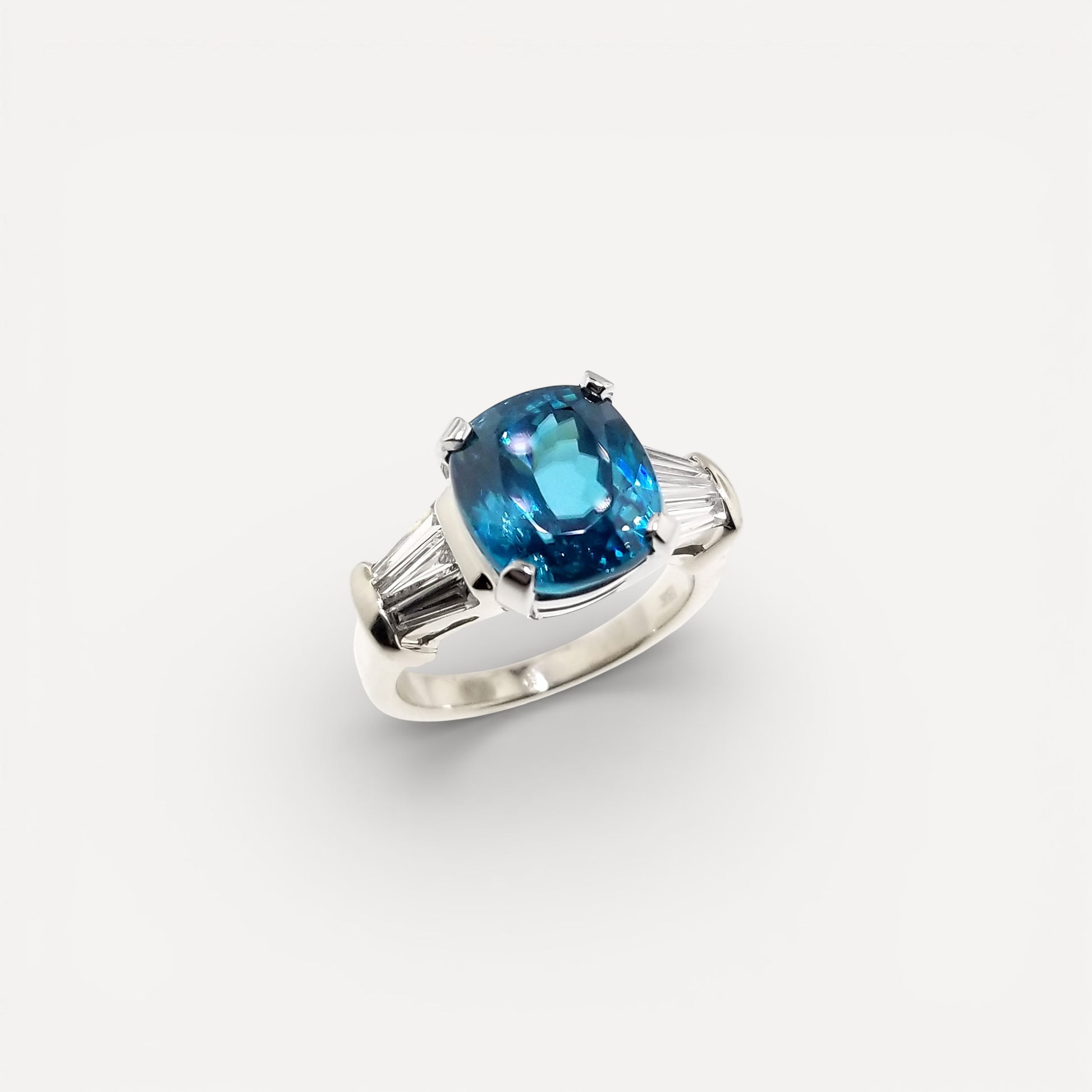 6.56ct Blue Zircon and Diamond 18kt Ring by Cynthia Scott Jewelry