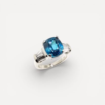 6.56ct Blue Zircon and Diamond 18kt Ring by Cynthia Scott Jewelry