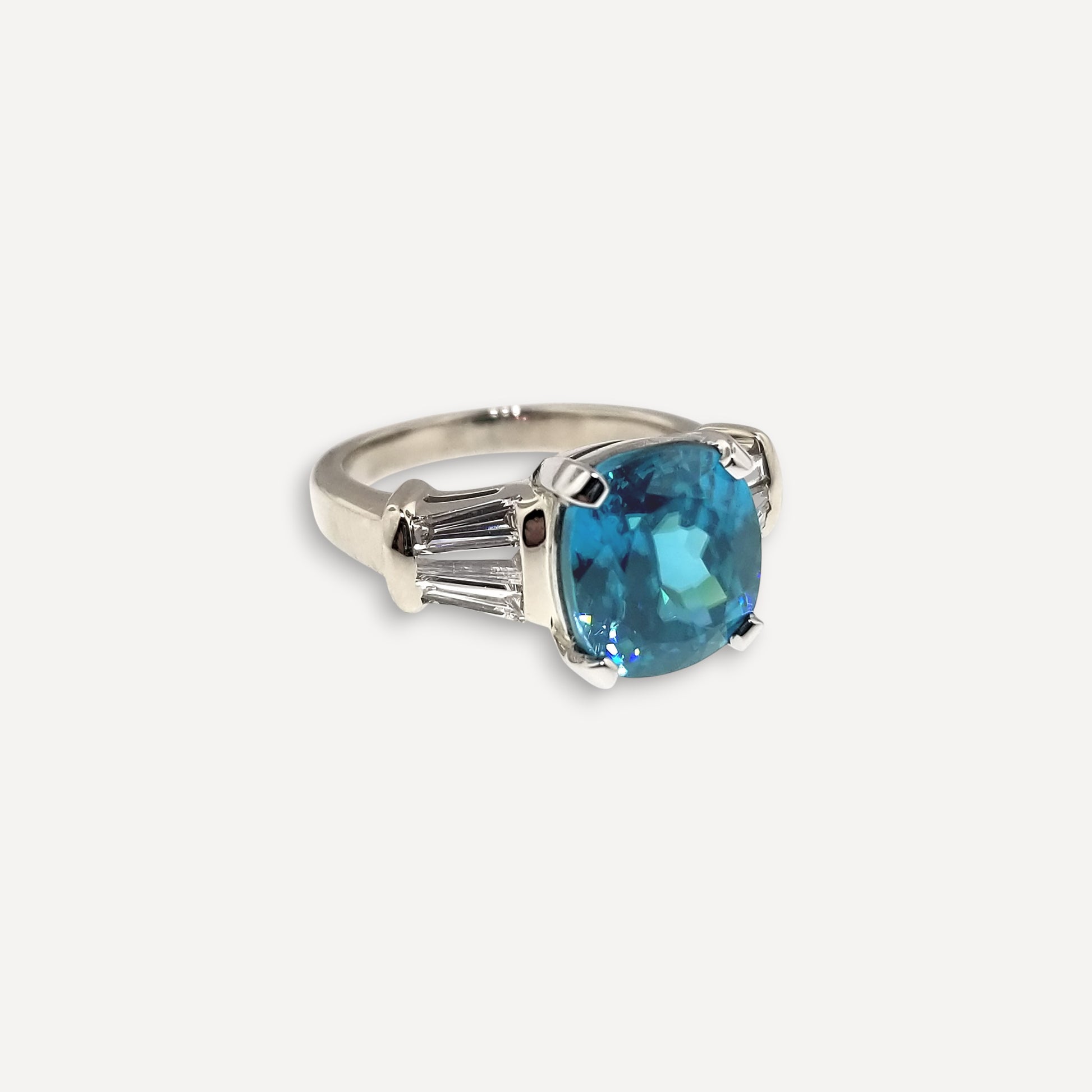 6.56ct Blue Zircon and Diamond 18kt Ring by Cynthia Scott Jewelry