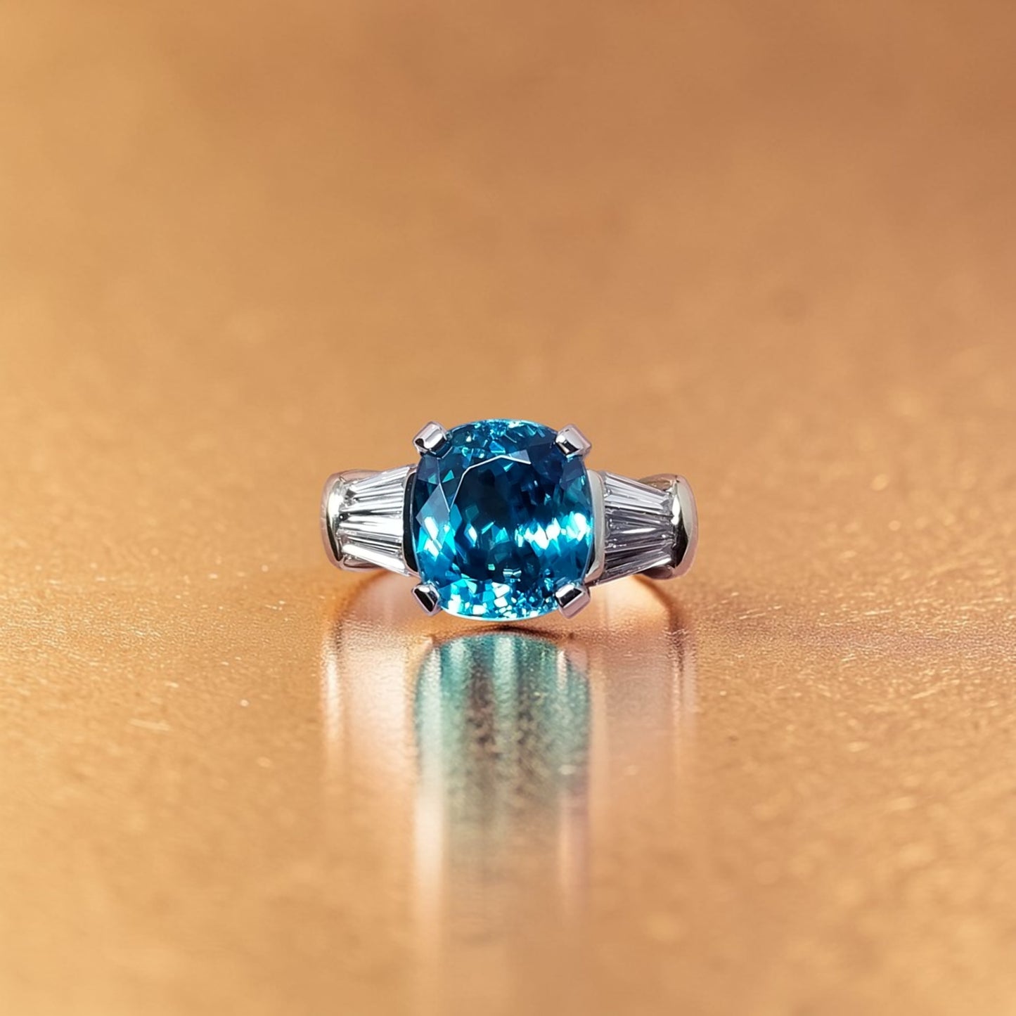 6.56ct Blue Zircon and Diamond 18kt Ring by Cynthia Scott Jewelry
