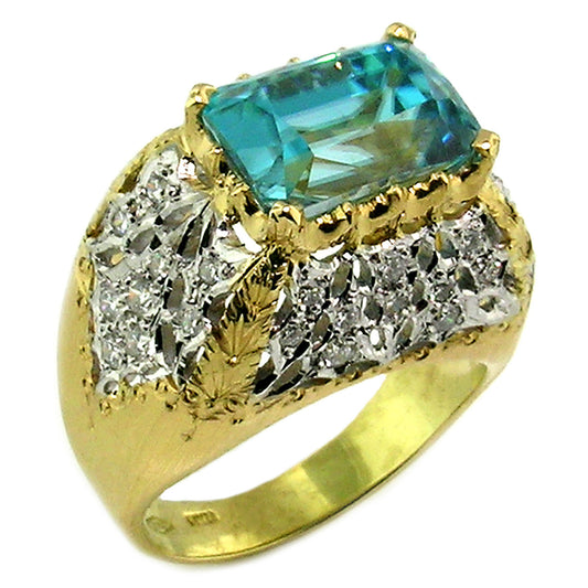 Cambodian Blue Zircon Aria Ring