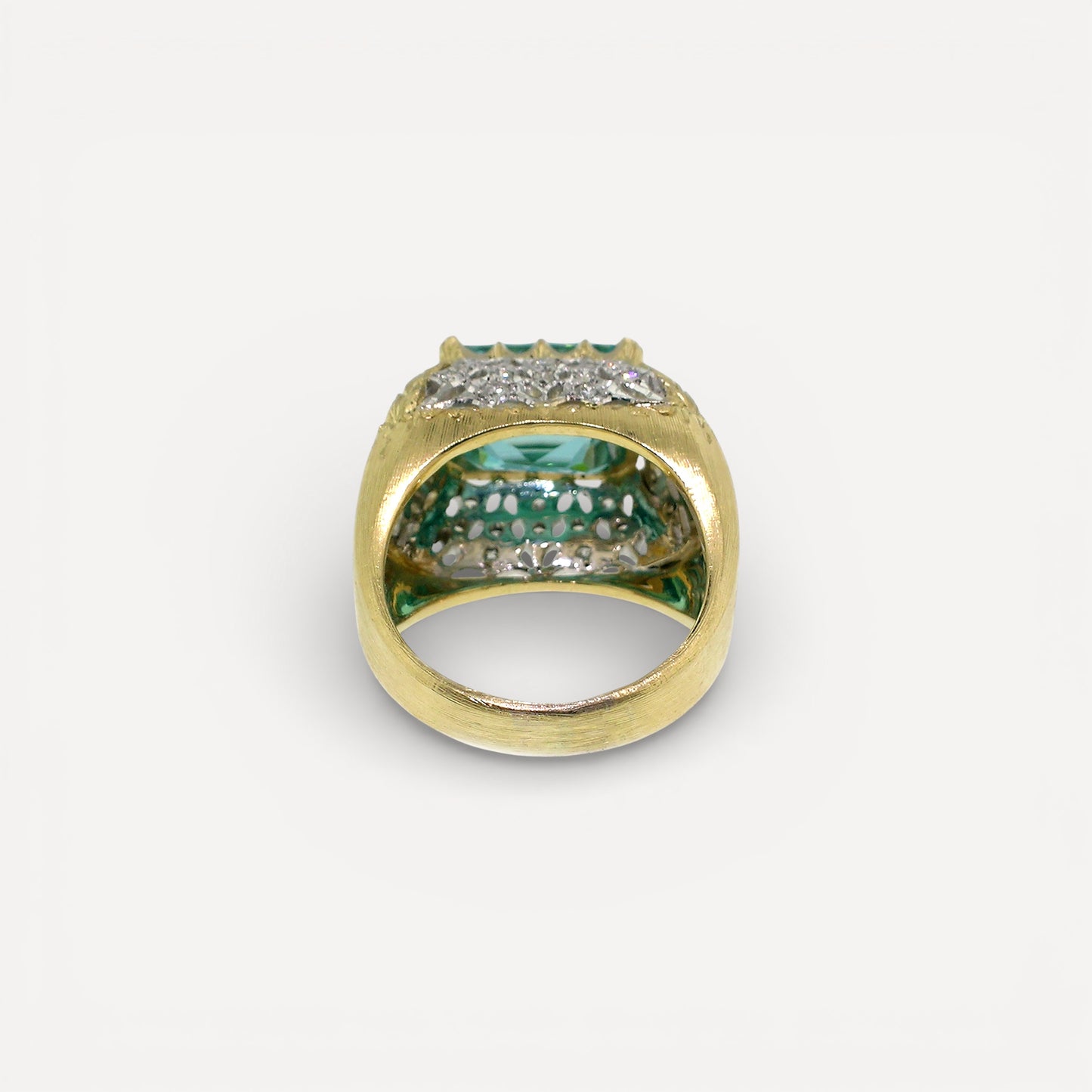 Cambodian Blue Zircon in 18kt and Diamond Aria Ring made in Italy by Cynthia Scott Jewelry