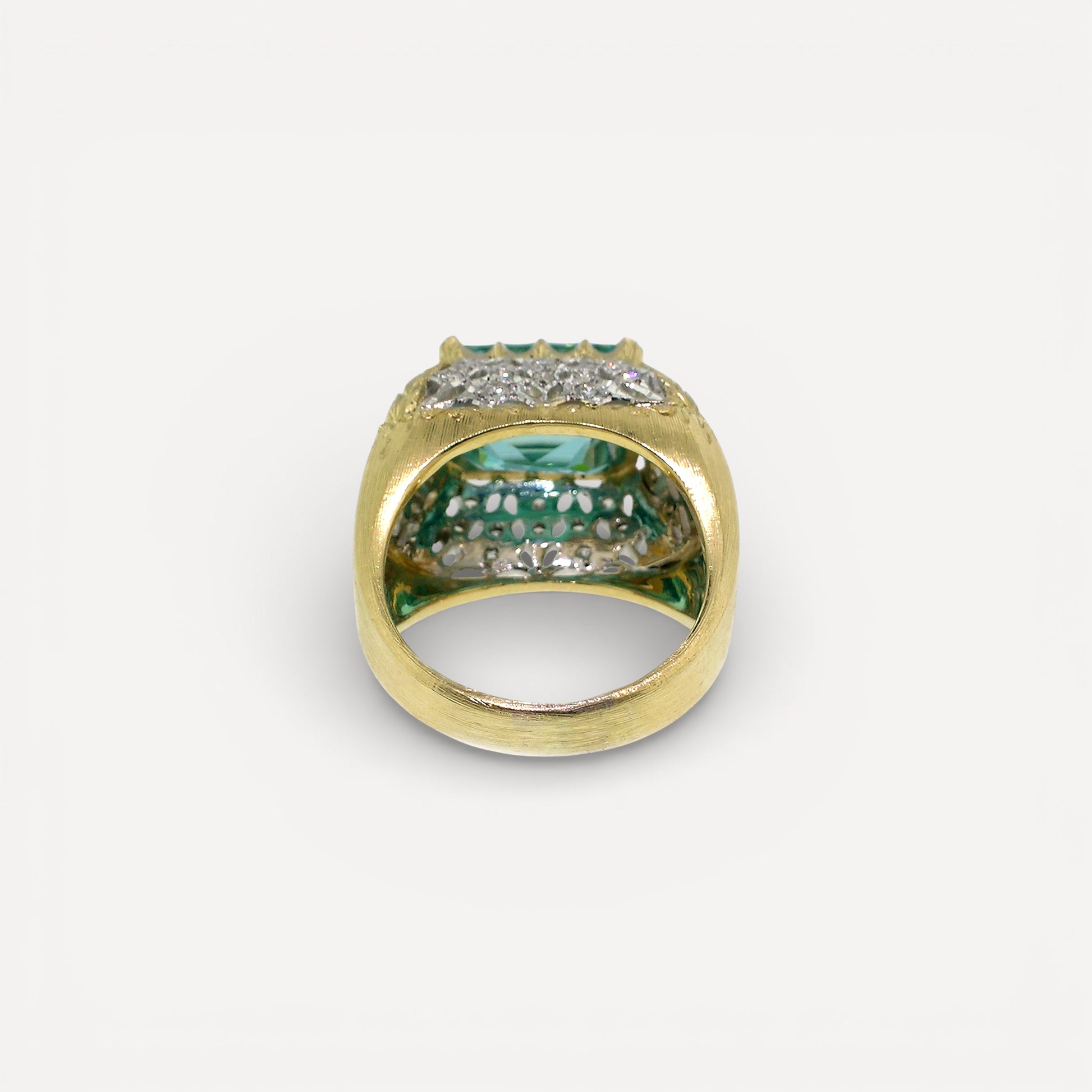 Cambodian Blue Zircon in 18kt and Diamond Aria Ring made in Italy by Cynthia Scott Jewelry