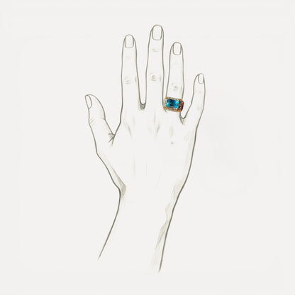 Cambodian Blue Zircon in 18kt and Diamond Aria Ring made in Italy by Cynthia Scott Jewelry