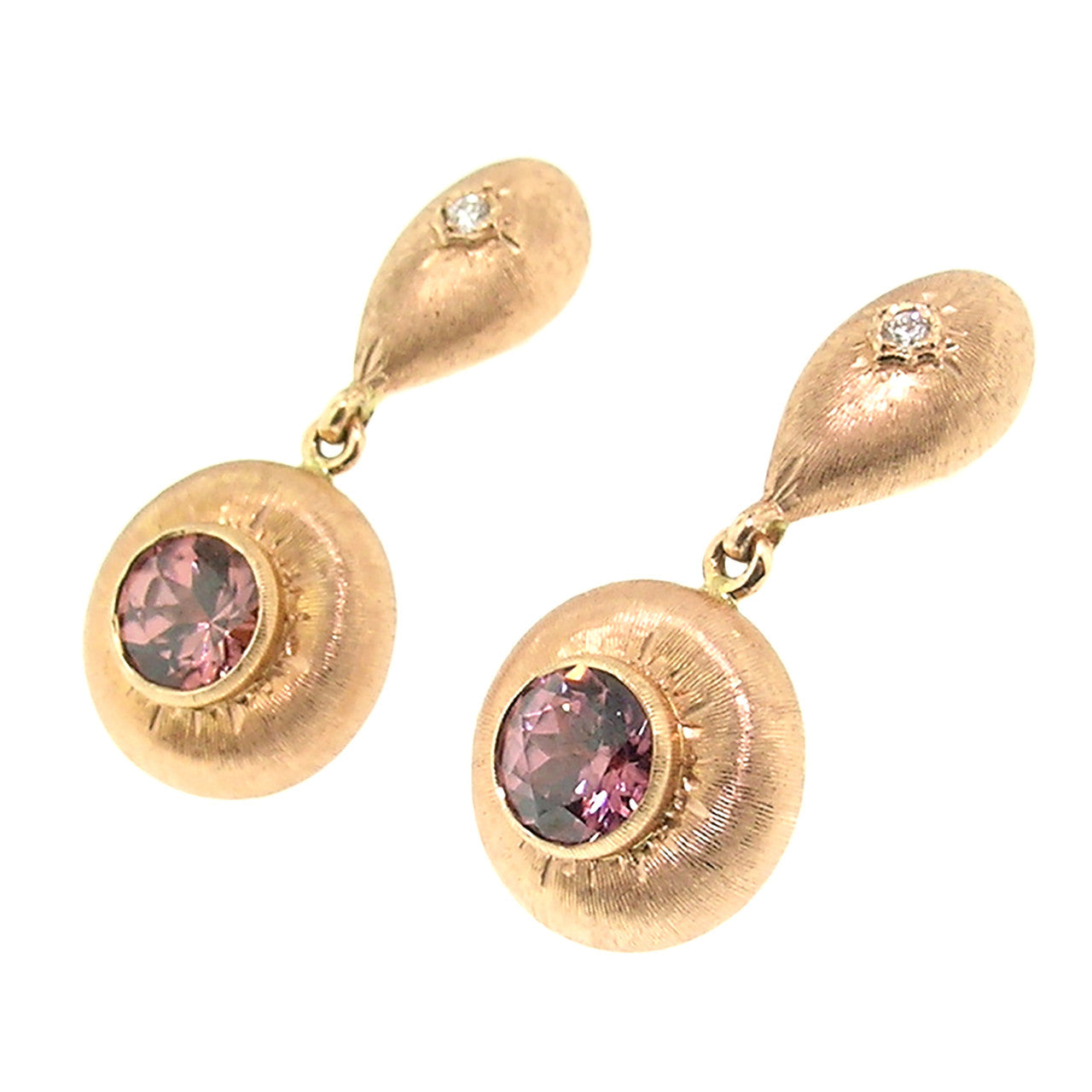 Pink Zircon 18kt Bianca Drop Earrings made in Florence, Italy by Cynthia Scott Jewelry